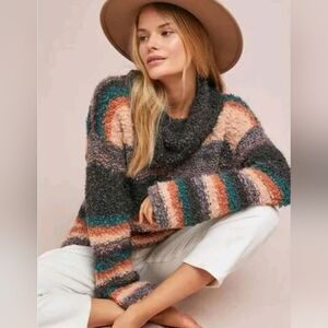 Anthropologie Moth Murray Wool Mohair Italian Sweater‎ Soft Oversized Striped S